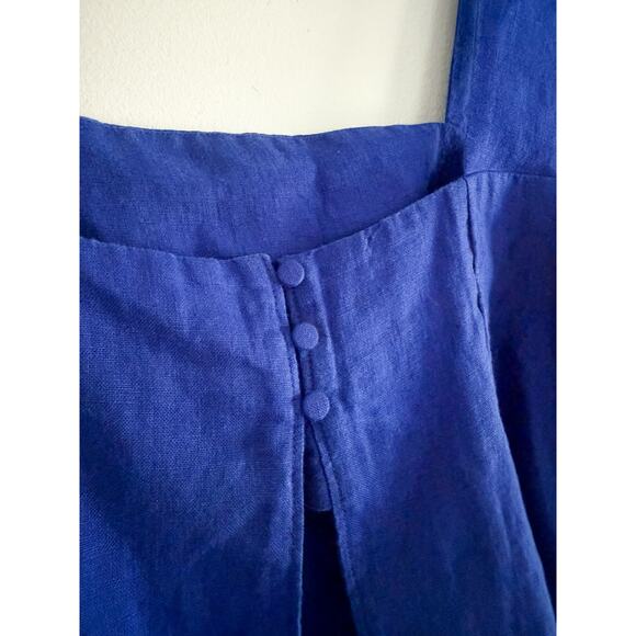 Madewell | NWT Curved-Neck Shell Tank in 100% Linen Bright Sapphire Blue | Sz 0 - Picture 7 of 10